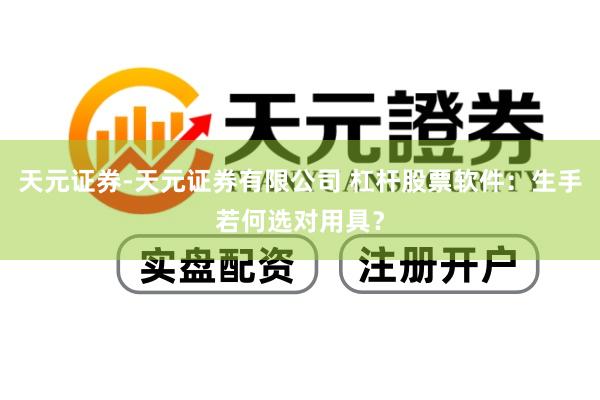 天元证券-天元证券有限公司 杠杆股票软件:生手若何选对用具?